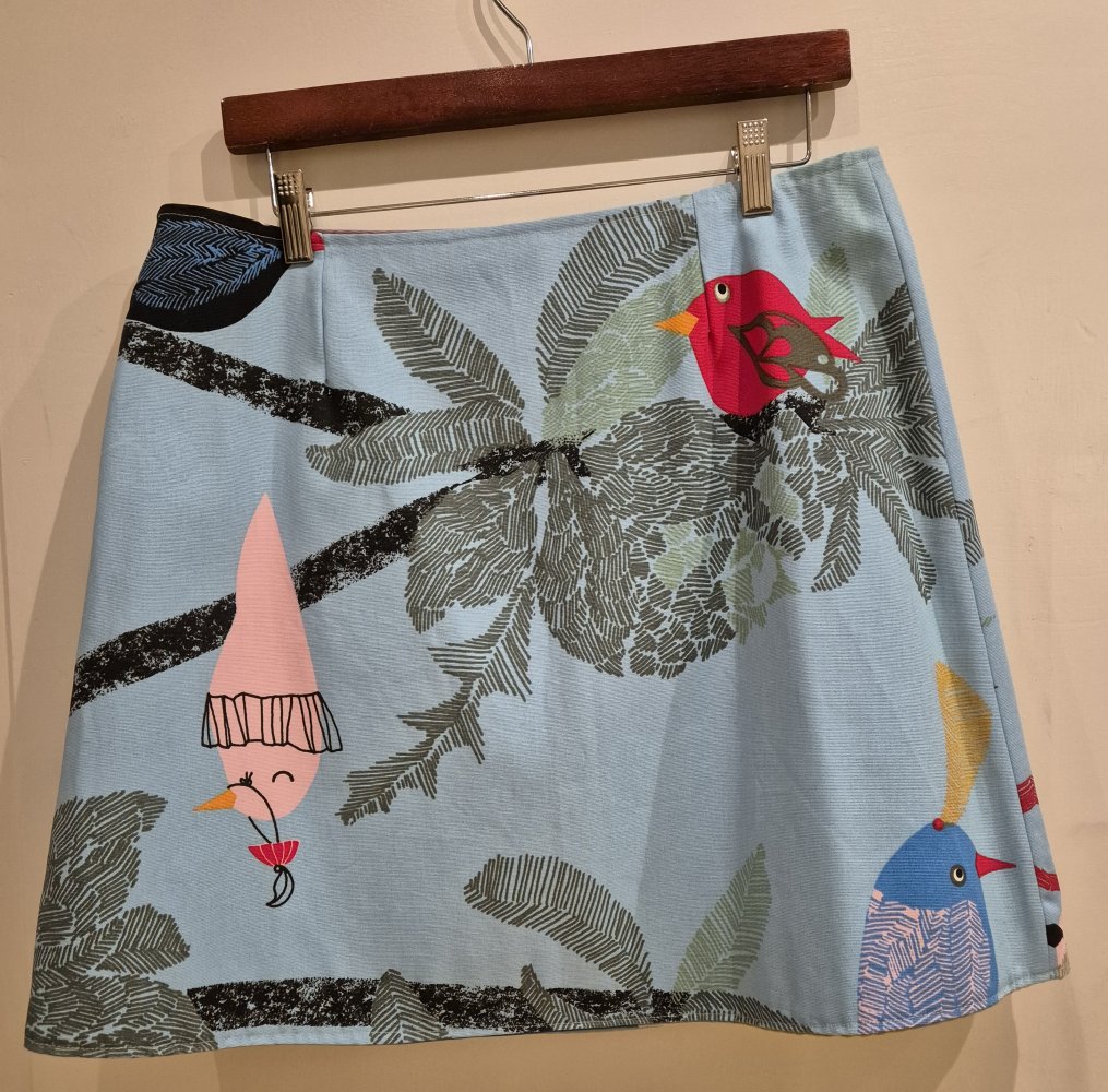 Wenderock Rock blau bunt Kreise Vögel Gr 38 - 40 Handmade