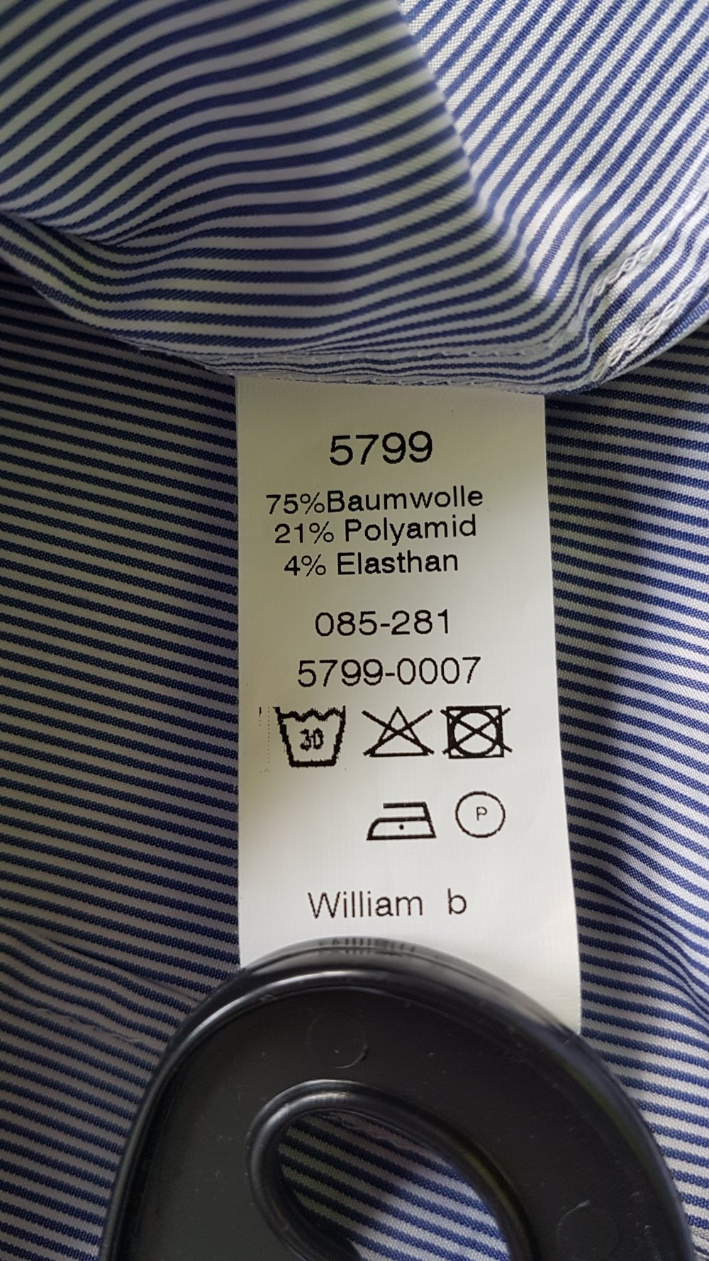 Einhorn Hemd, blau weiß gestreift, Gr. M