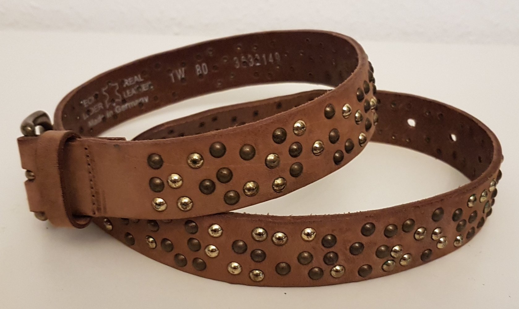 Ledergürtel Damen Nieten Braun 80 cm