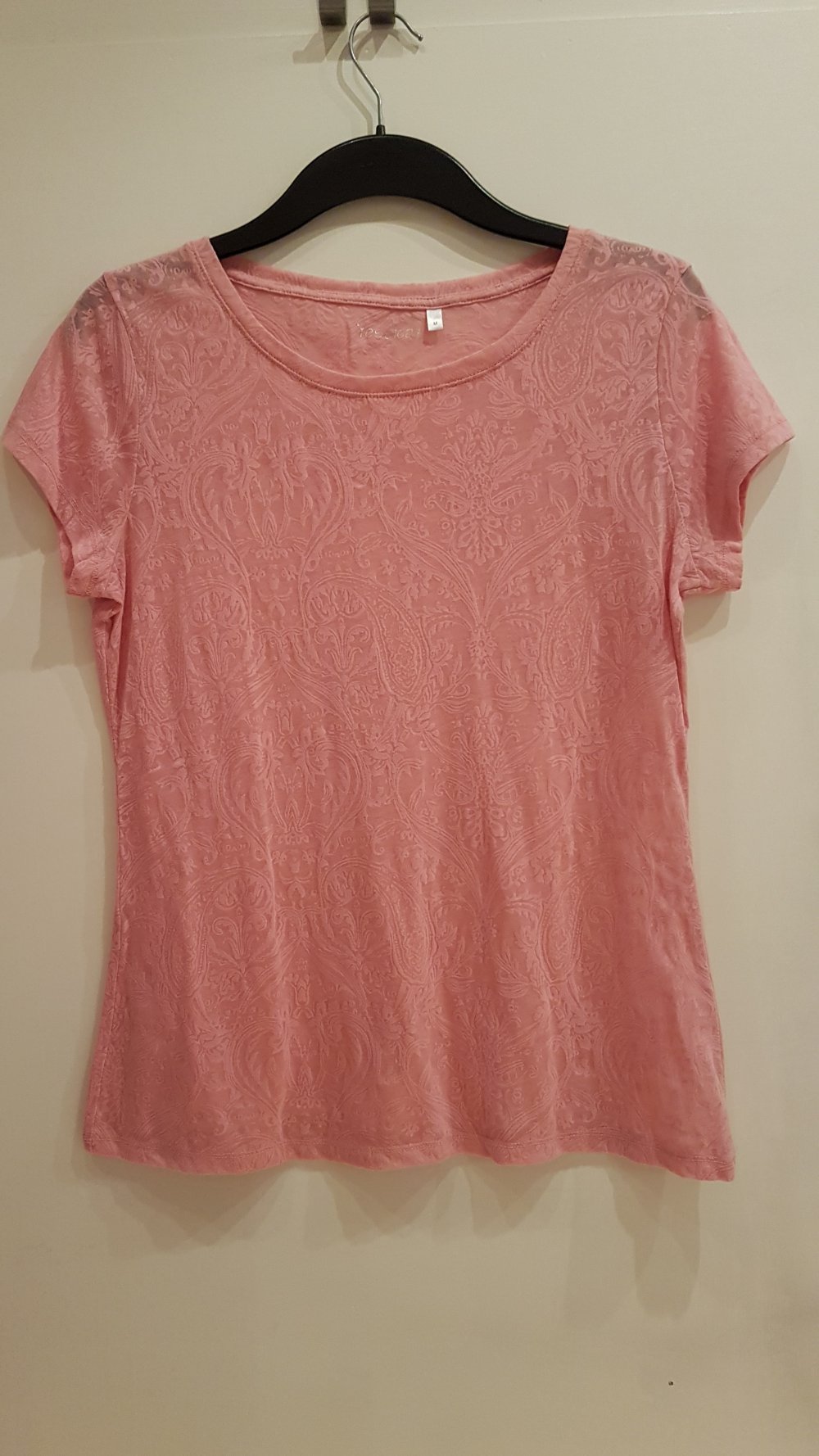 Yessica C&A T-Shirt, rosa, leicht durchsichtig, Gr. M