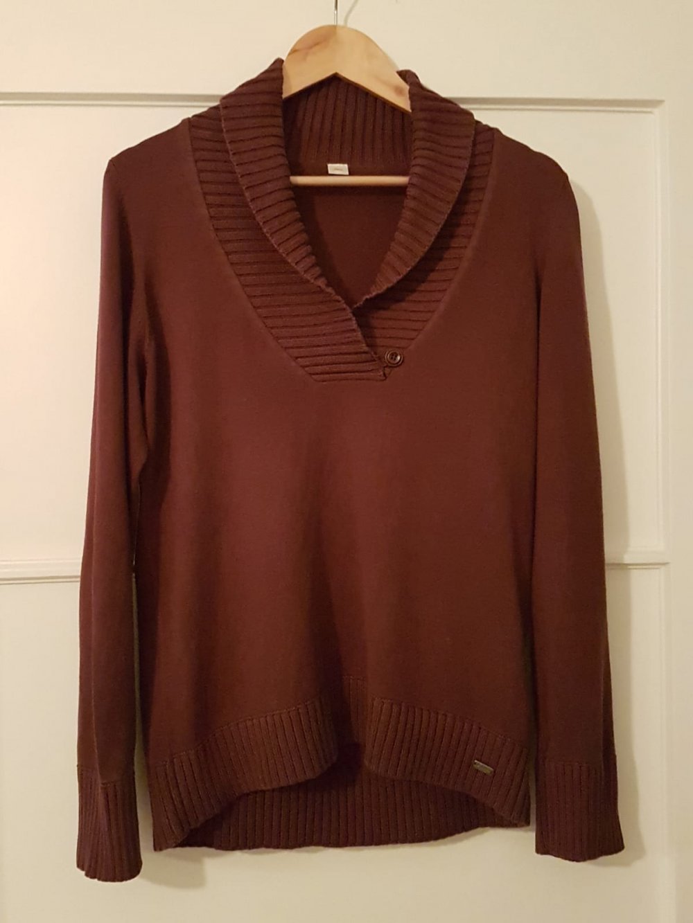 S. Oliver Pullover, V-Ausschnitt, aubergine, Gr. 42