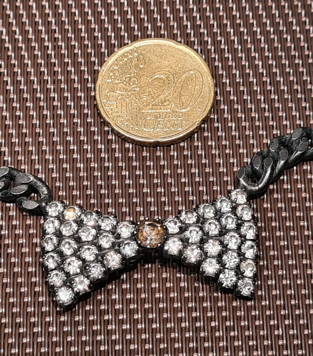 Kette Fliege Strass 80er vintage