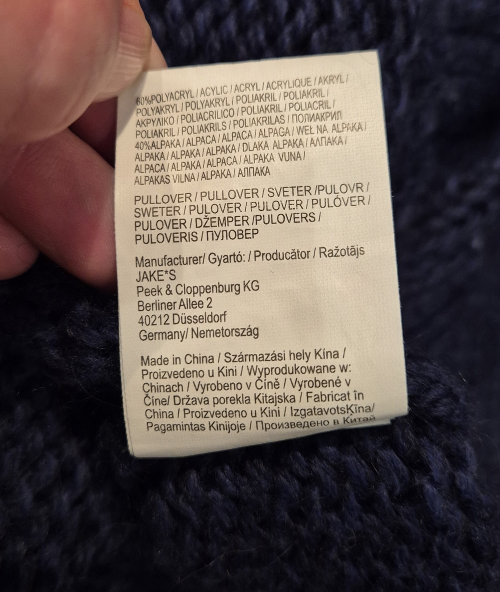 Jake*s Pullover Rollkragen mit Alpaka blau Gr L