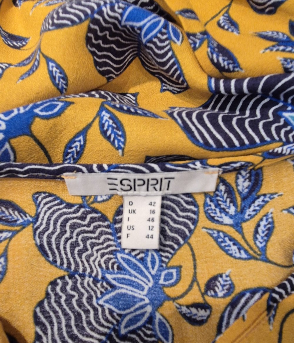 Esprit Bluse langarm orange blau Orchideen Gr 42