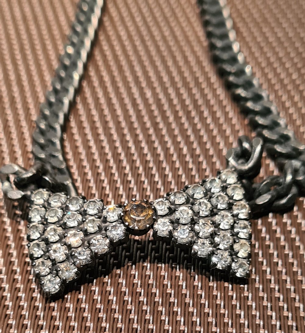 Kette Fliege Strass 80er vintage