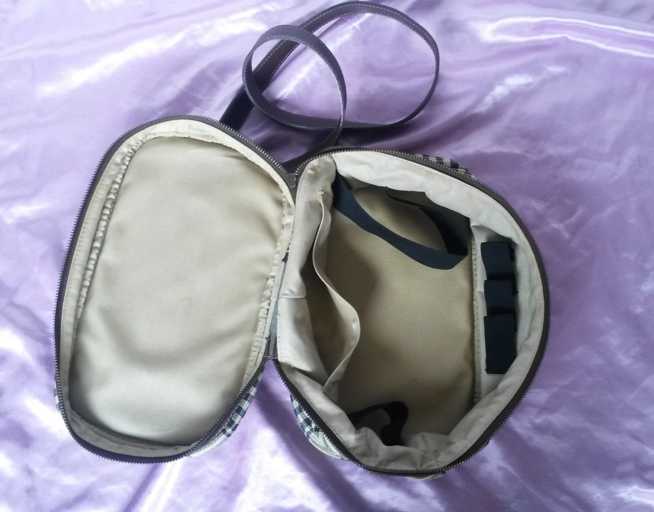große Kosmetiktasche kariert Vintage Schultertasche