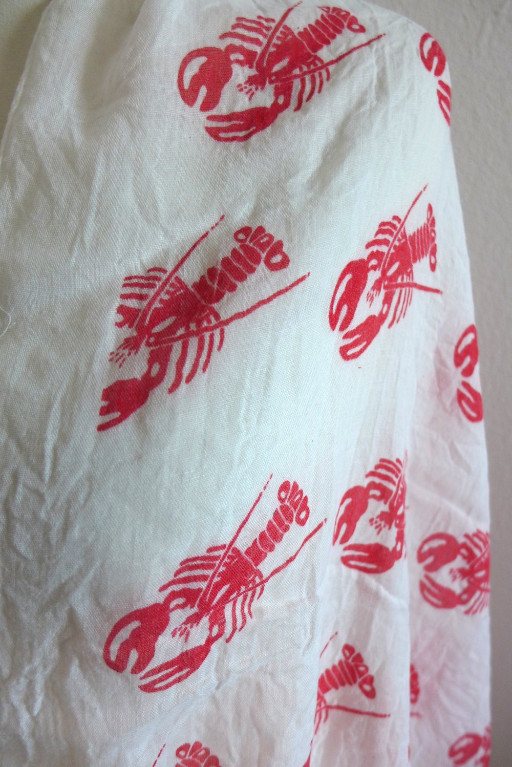 Lobster Hummer Schal Tuch Stola weiß rot NEU