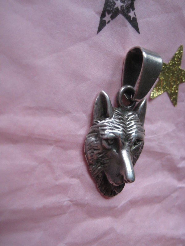 Wolfskopf als Kettenanhänger, 925er Silber, wolf, silber, 925er, sterling, echtsilber, stark, game of thrones, got, canis lupus, mittelalter, wappentier, tier, geschenk, anhänger