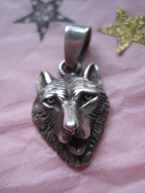 Wolfskopf als Kettenanhänger, 925er Silber, wolf, silber, 925er, sterling, echtsilber, stark, game of thrones, got, canis lupus, mittelalter, wappentier, tier, geschenk, anhänger