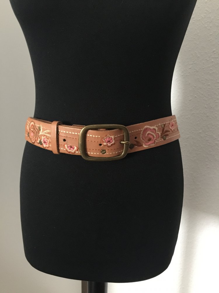 Bestickter Ledergürtel 80 cm