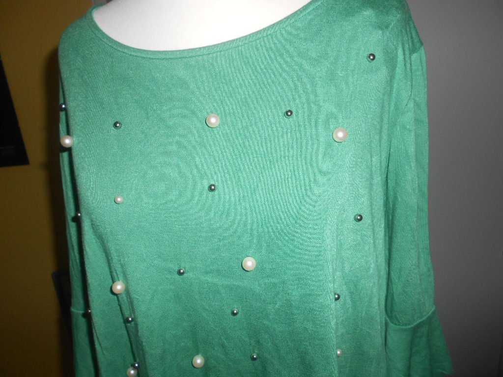 Grüne Tunika mit Perlen Gr. M