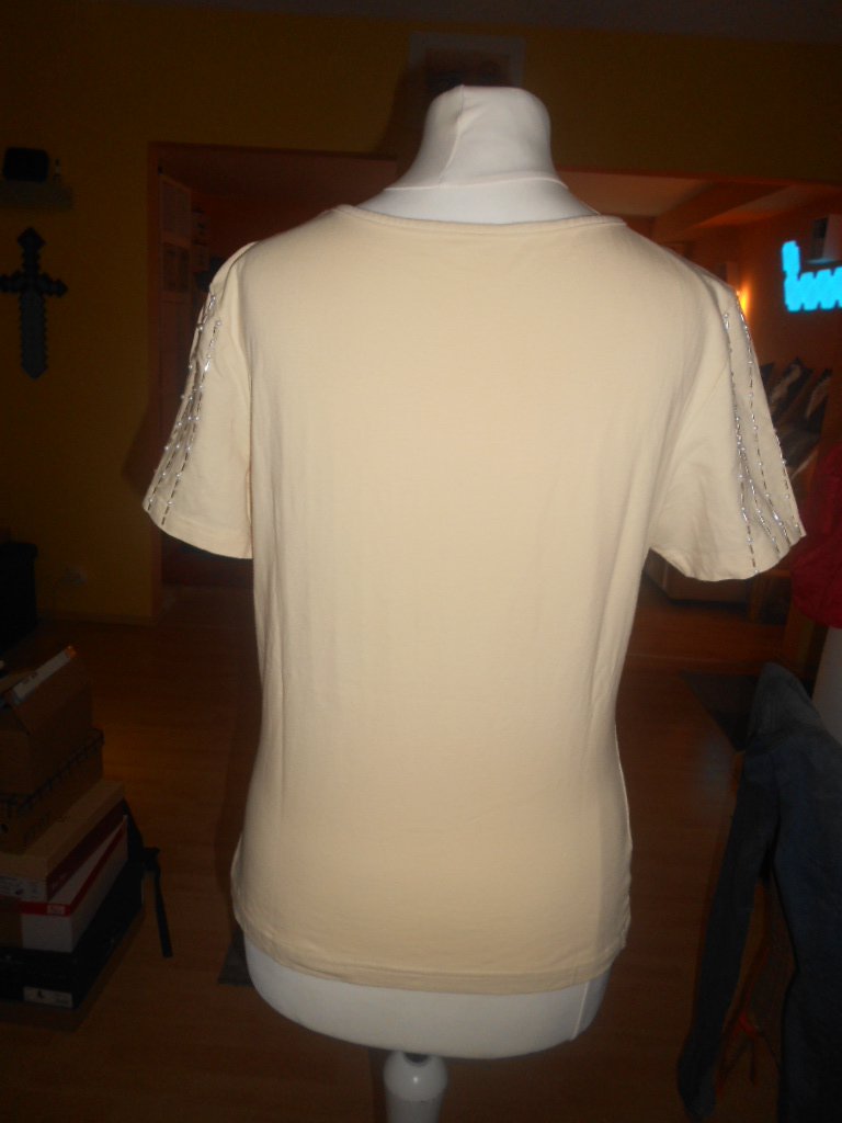 vanillegelbes festliches Damen T-Shirt Gr. M