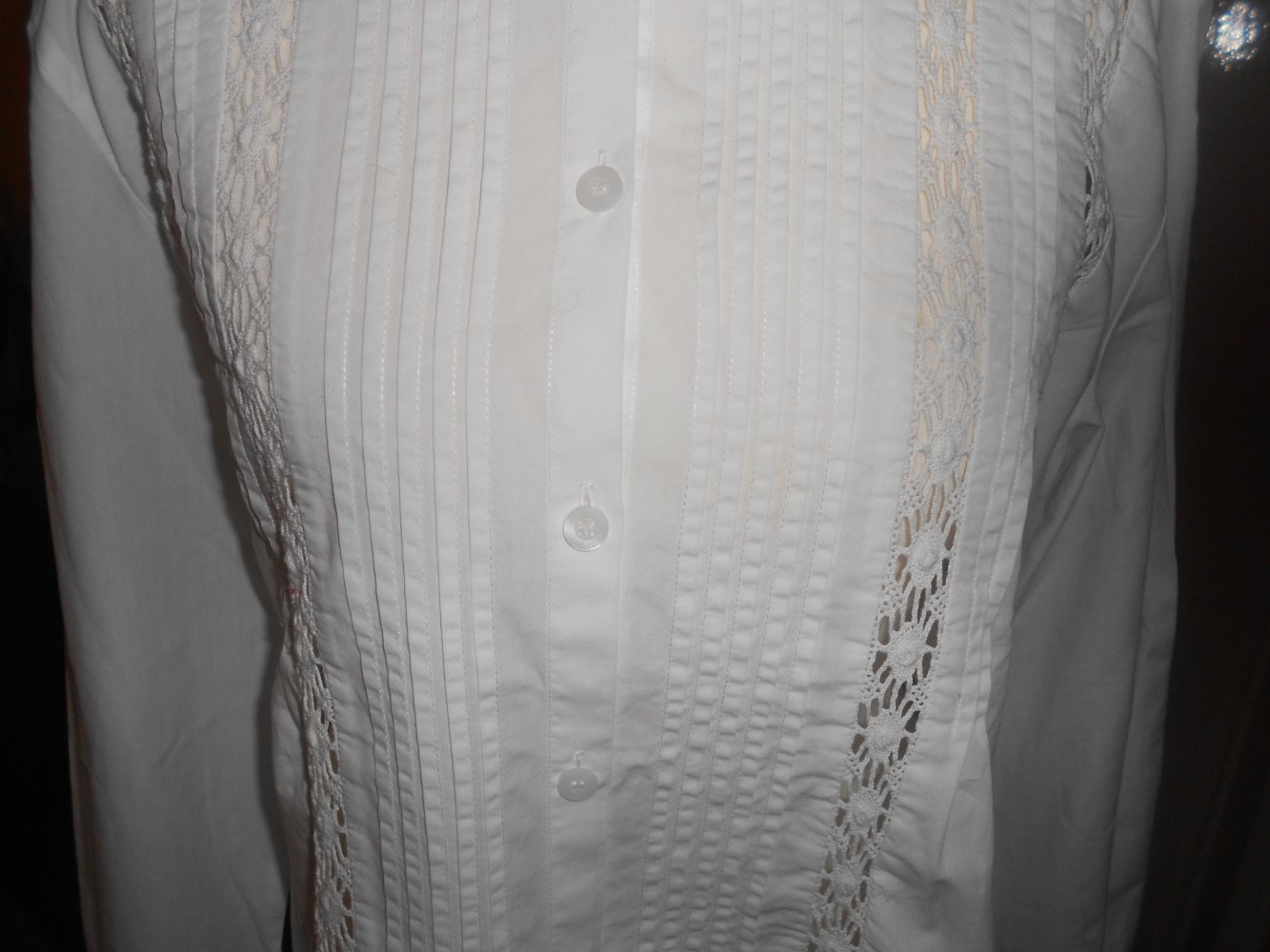 Esprit - weiße Bluse mit gehäkelten Elementen Gr. S