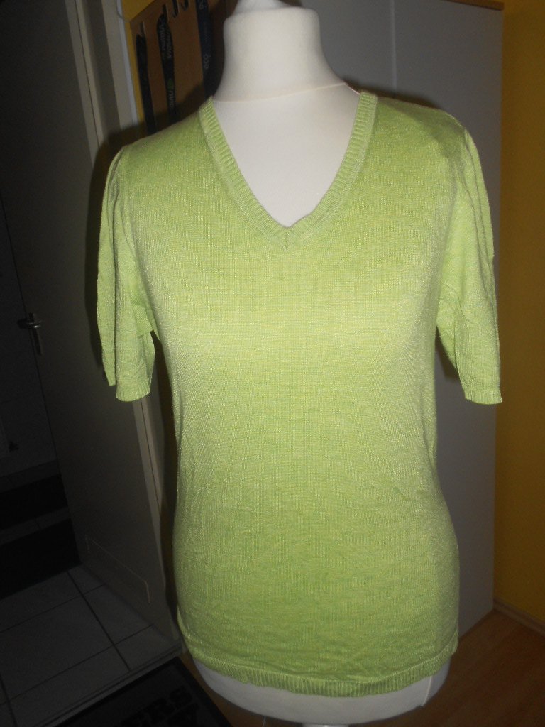 Cecilia Classic - pistaziengrüner Kurzarmpullover Gr. S