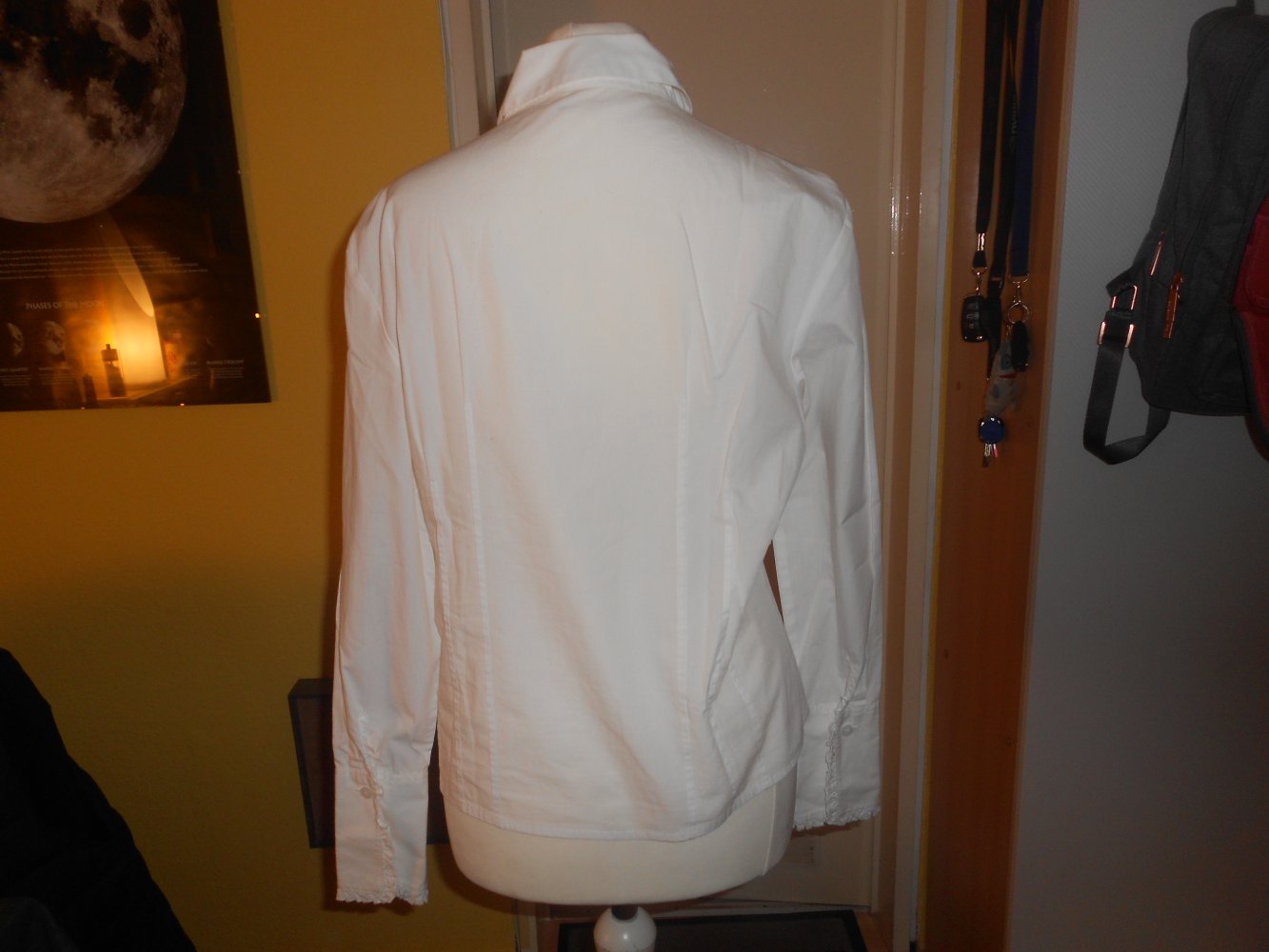 Esprit - weiße Bluse mit gehäkelten Elementen Gr. S