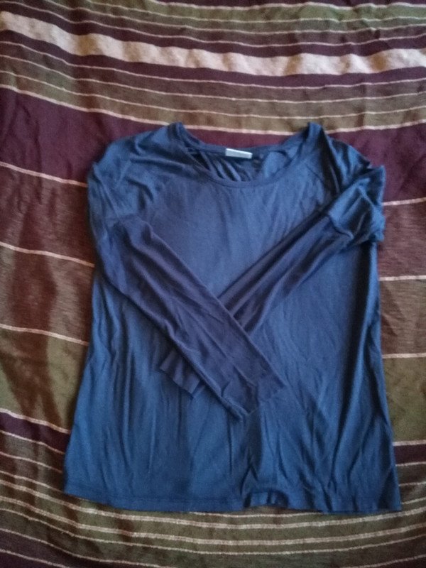 Langarm Shirt dunkelblau offenes Rückenteil Gr. S