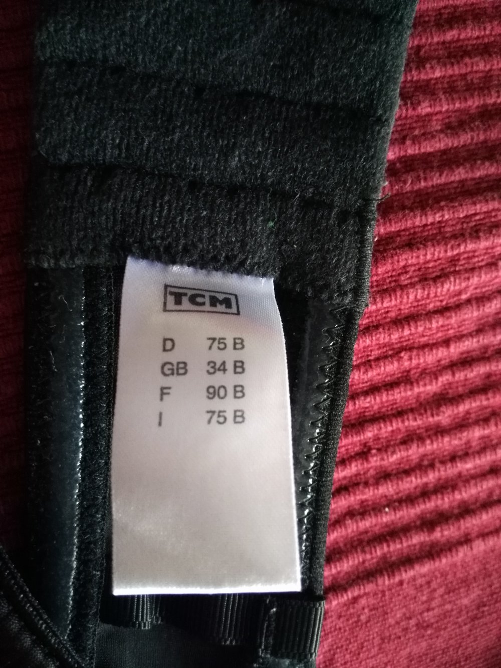 BH trägerlos schwarz Gr. 75B TCM