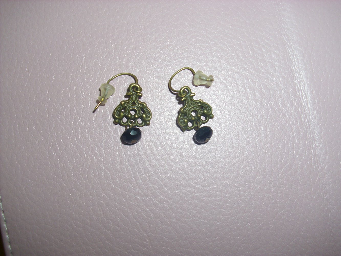 Ohrringe Ohrhänger bronze romantisch vintage schwarzer Stein nickelfrei