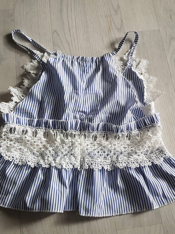 top oberteil sommer spitze blau gestreift streifen vintage