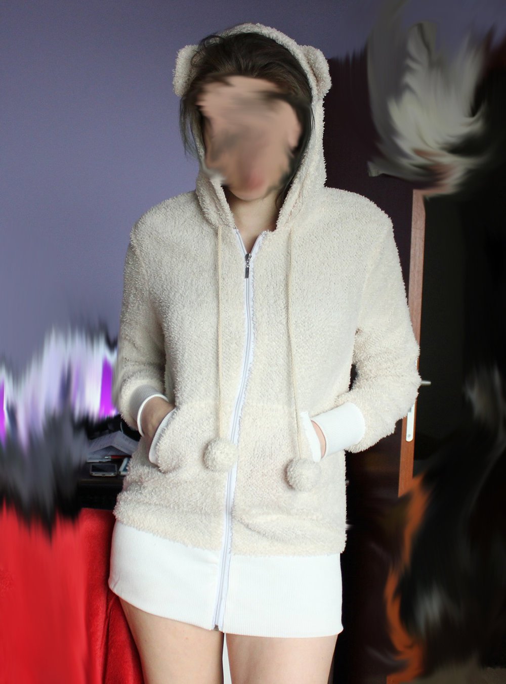 Pullover Jacke mit Ohren plüsch 