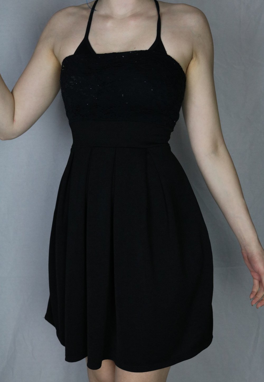 Kleid Schwarz Spitze trägerlos mit Polster Gothic Emo