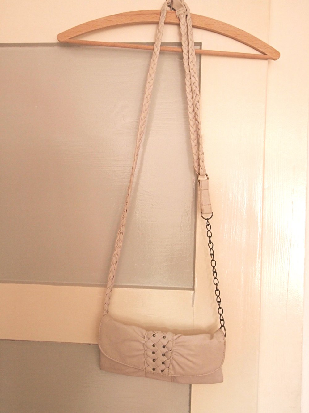 Schultertasche Beige
