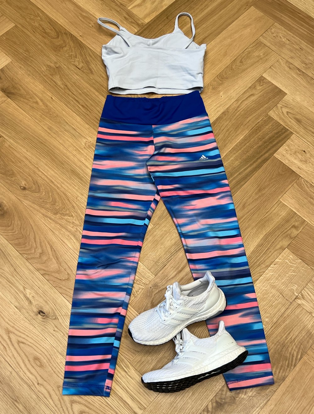 Fitness Set Adidas Leggings + Teveo Sport Top BH Bustier S 36