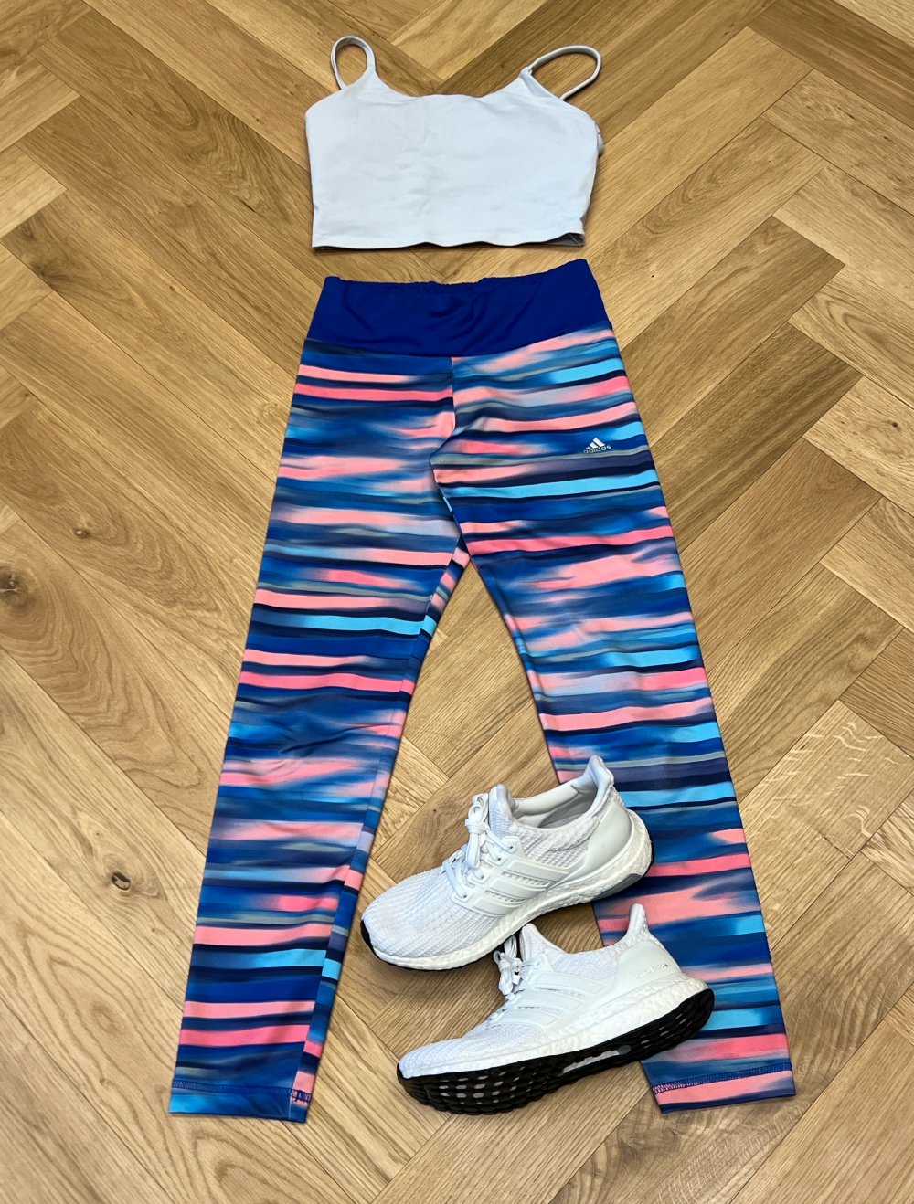 Fitness Set Adidas Leggings + Teveo Sport Top BH Bustier S 36