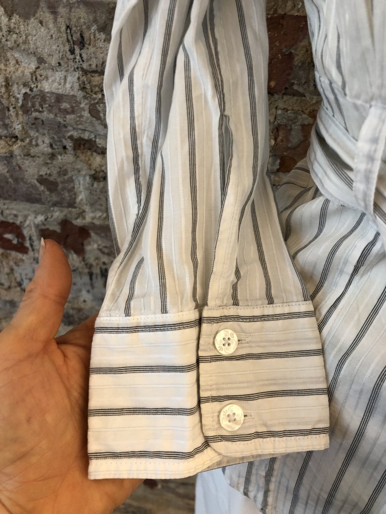 Diesel taillierte Bluse mit abnehmbarem Gürtel Logoplakette Gr. S (XS 34 36) weiß