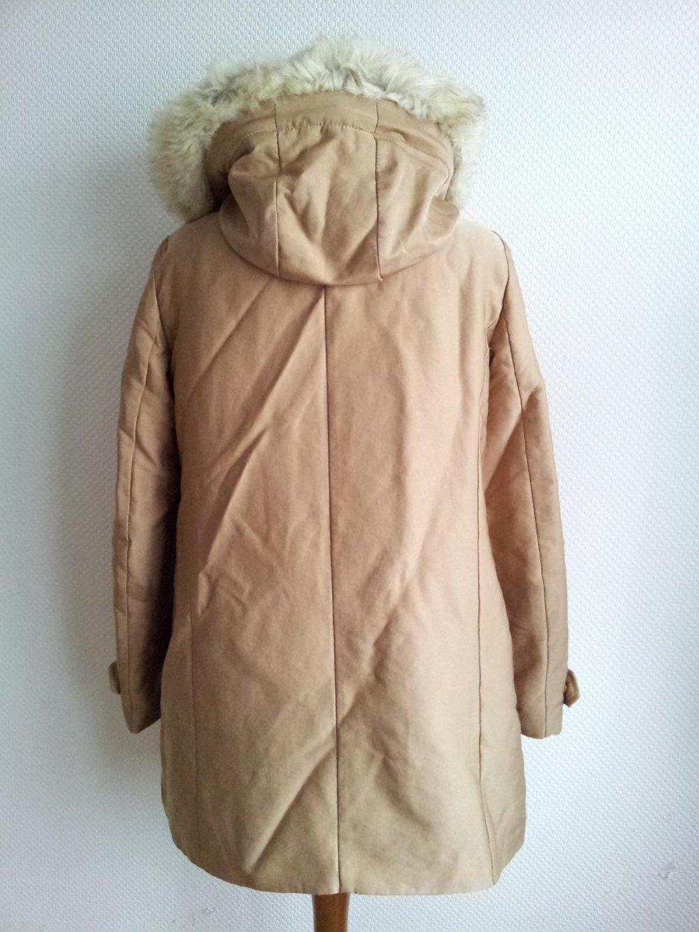 Mango Jacke Kurzmantel, L 40, Cognacbraun Beige, Duffle Teddyfell