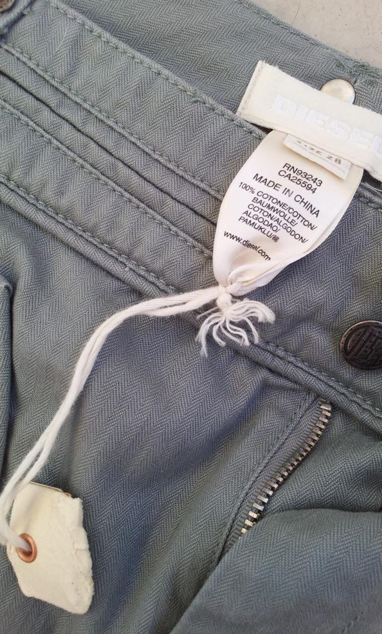 Diesel Jeans-Rock in W28 38, Salbeigrün/Khaki/Grau, Falten, NEU