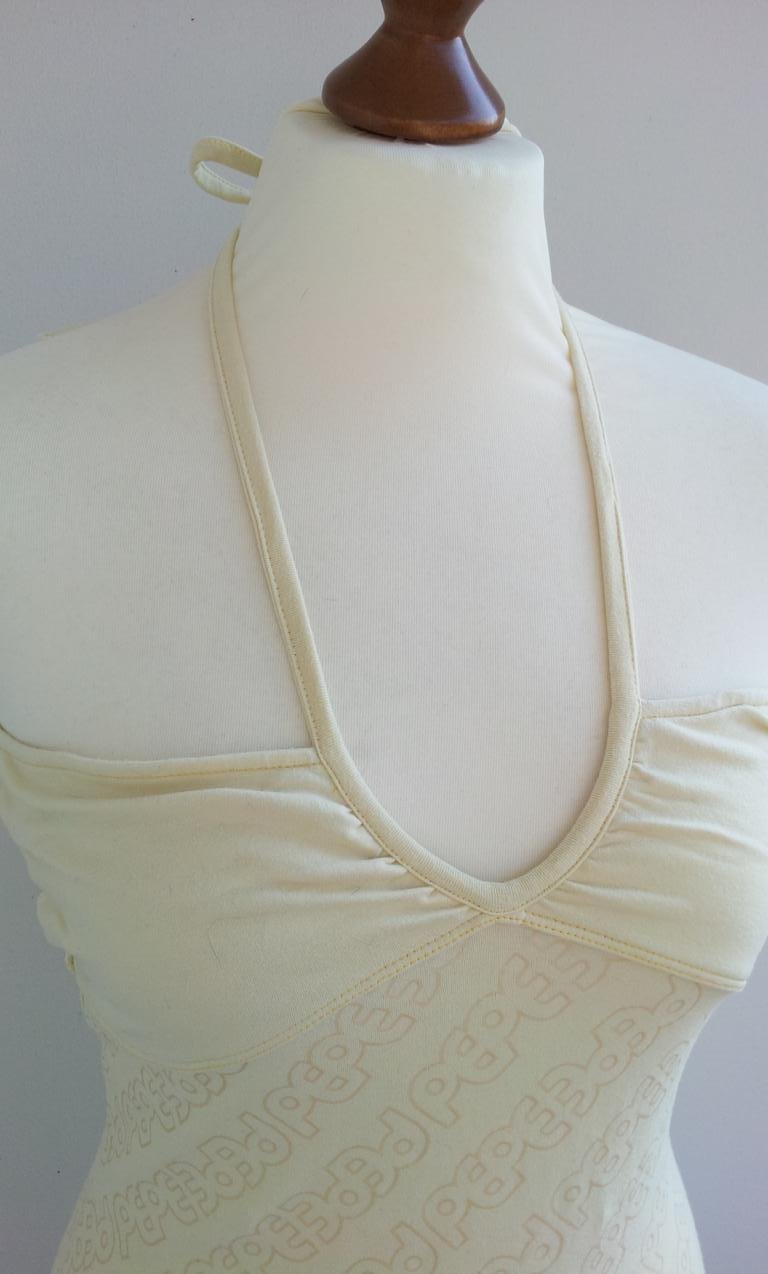 Pepe Jeans London Neckholder-Top in L (36), Hellgelb / Gold, neu