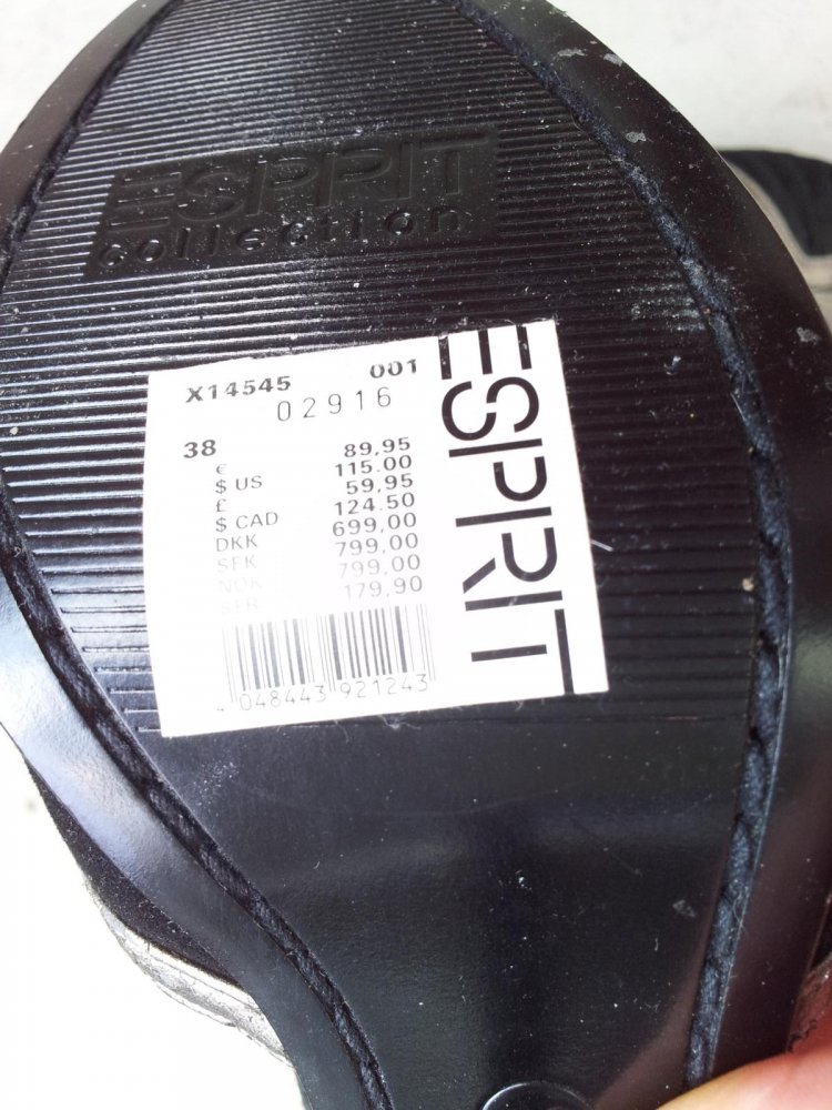 Esprit Sandale Sandalette in 38, Schwarz/Silber, Wildleder, NEU