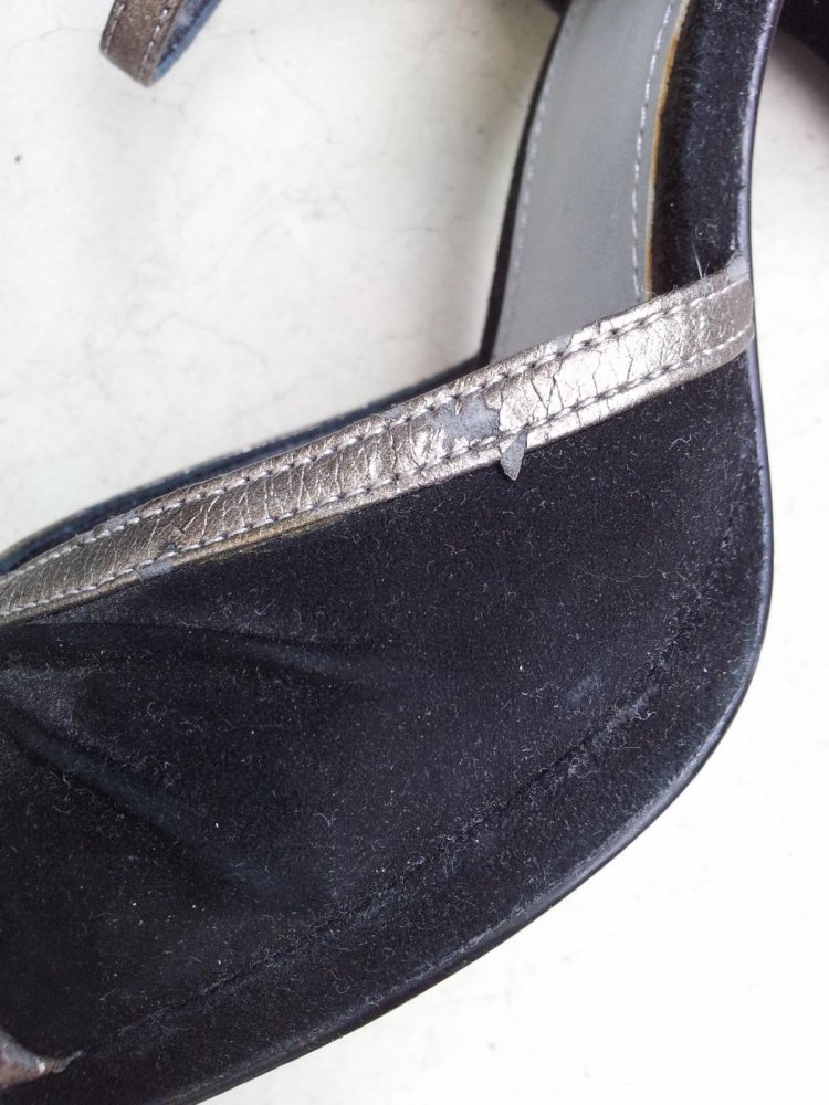 Esprit Sandale Sandalette in 38, Schwarz/Silber, Wildleder, NEU