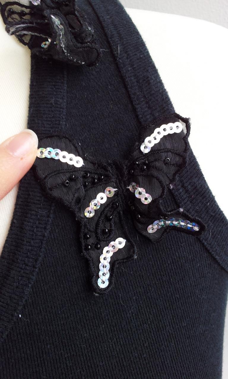 Zara Top in S (36/38), Schwarz Schmetterling Applikation Strass