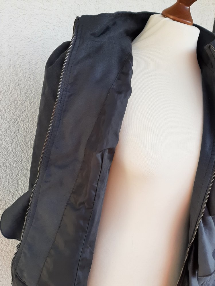 Asos Jacke in UK14 40 42, Grau, Puffärmel Volants Samt, neu