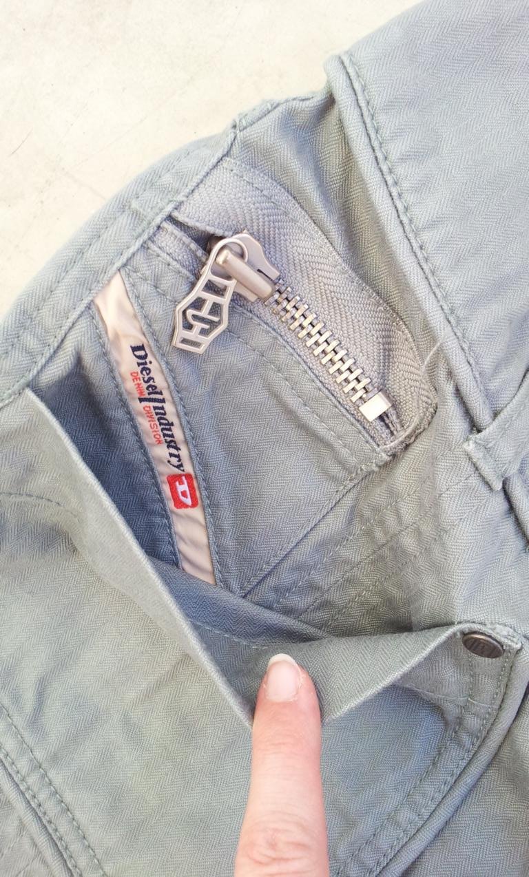 Diesel Jeans-Rock in W28 38, Salbeigrün/Khaki/Grau, Falten, NEU