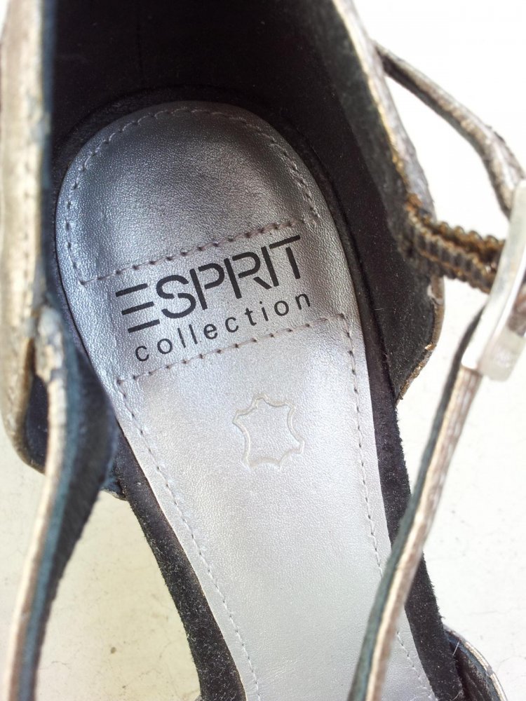 Esprit Sandale Sandalette in 38, Schwarz/Silber, Wildleder, NEU