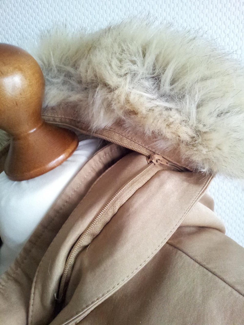 Mango Jacke Kurzmantel, L 40, Cognacbraun Beige, Duffle Teddyfell