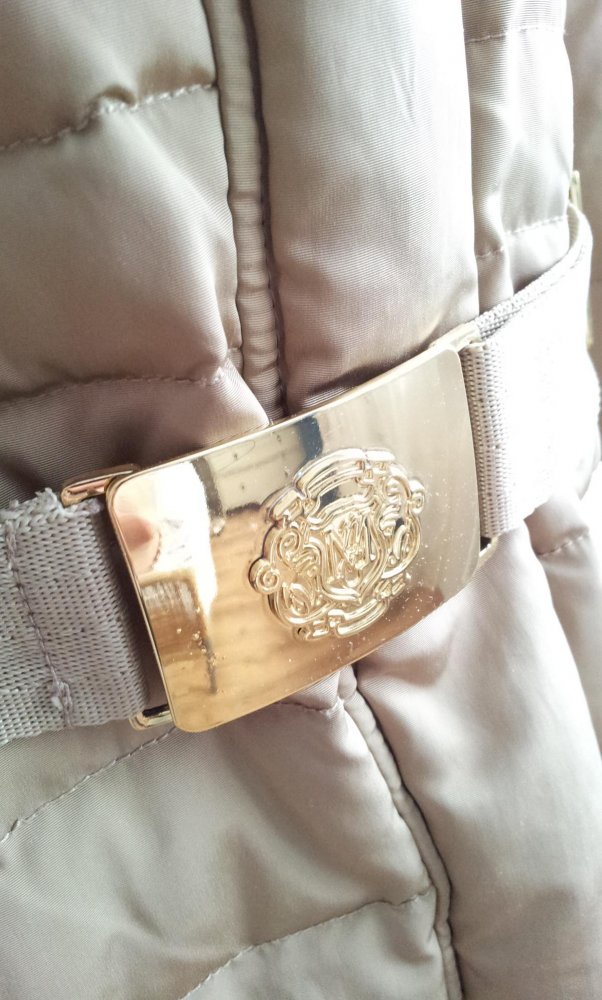 Mango Steppmantel Daunenjacke in L 40, Beige Gold, Gürtel Kapuze