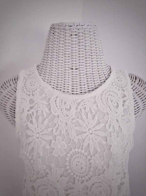 Cremeweißes Amisu Trägertop mit Häkelspitze | Gr. XS (eher 36/38) | Materialmix