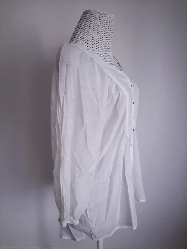 Cremeweiße QS by S.Oliver Bluse | Gr. 36 | 3/4-Arm | Boho | Tunika | Loose Fit