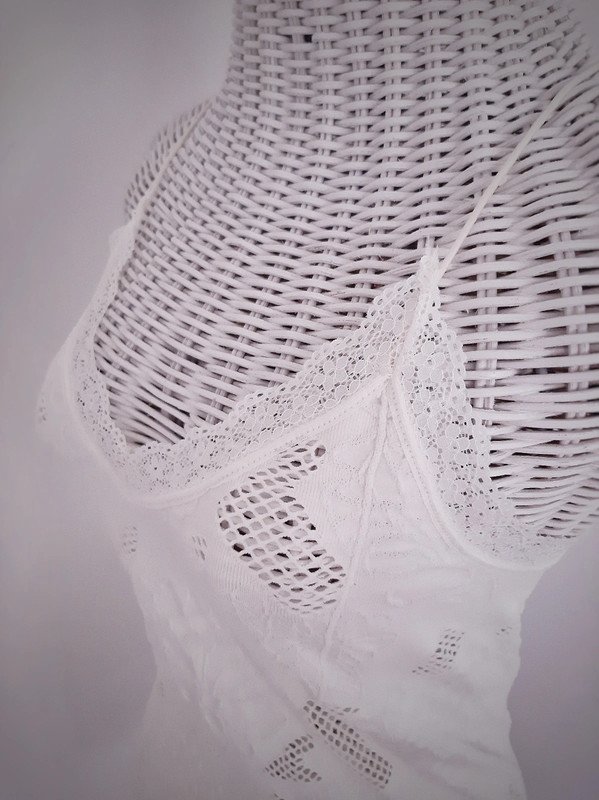 Cremeweißes Blind Date Trägertop | Gr. S/M | Spaghettiträger | Spitze