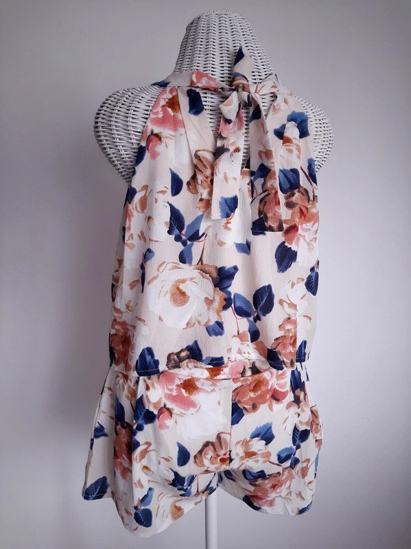 Cremefarbener Zweiteiler mit Blumenmuster | Gr. L (eher Gr. S) | floraler Print