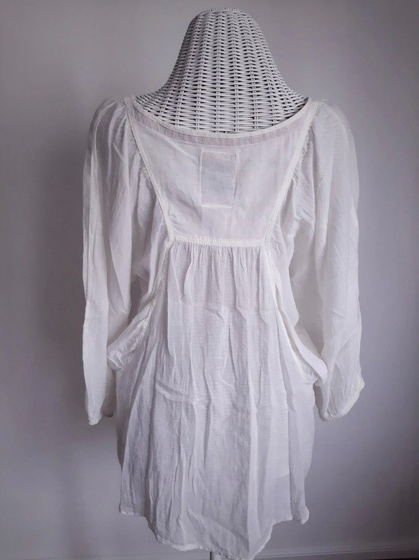 Cremeweiße QS by S.Oliver Bluse | Gr. 36 | 3/4-Arm | Boho | Tunika | Loose Fit