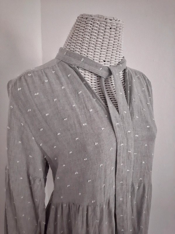 Graues ZARA Kleid | Gr. S | Schluppe | Minikleid | Langarm | Viskose