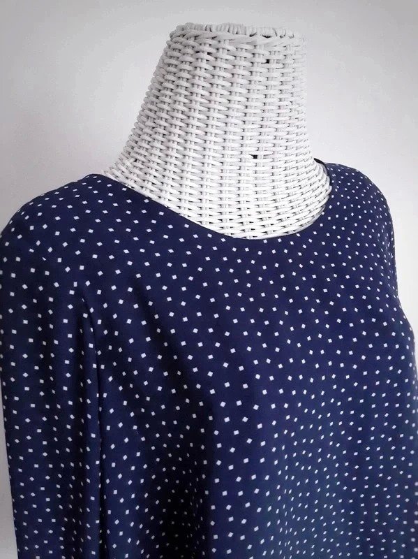 Blaue/petrolfarbene ZARA Basic Langarmbluse | Gr. M | gemustert | mehrlagig