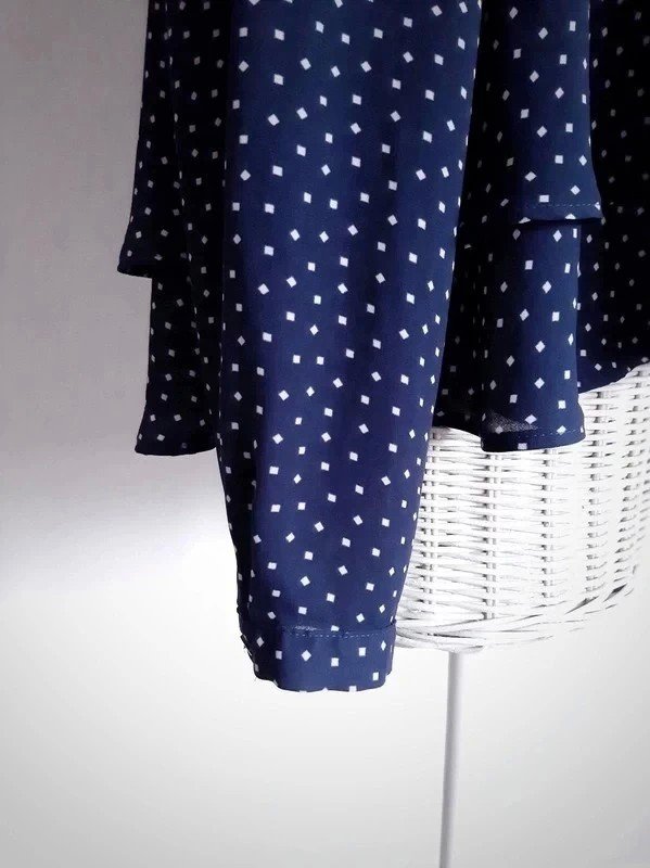 Blaue/petrolfarbene ZARA Basic Langarmbluse | Gr. M | gemustert | mehrlagig