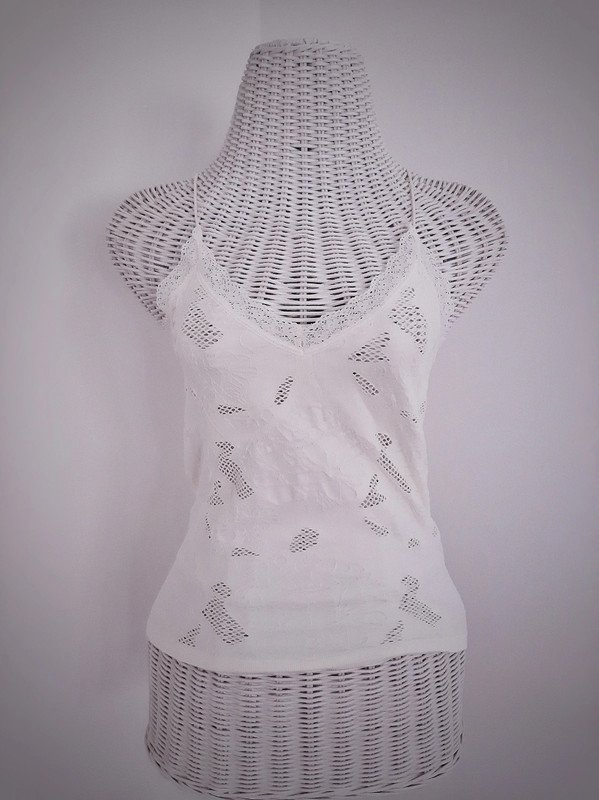 Cremeweißes Blind Date Trägertop | Gr. S/M | Spaghettiträger | Spitze