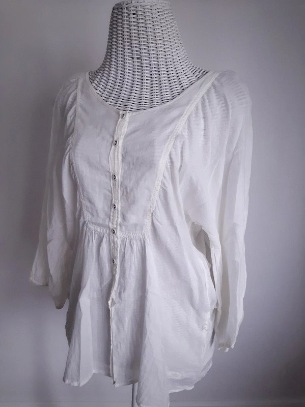 Cremeweiße QS by S.Oliver Bluse | Gr. 36 | 3/4-Arm | Boho | Tunika | Loose Fit